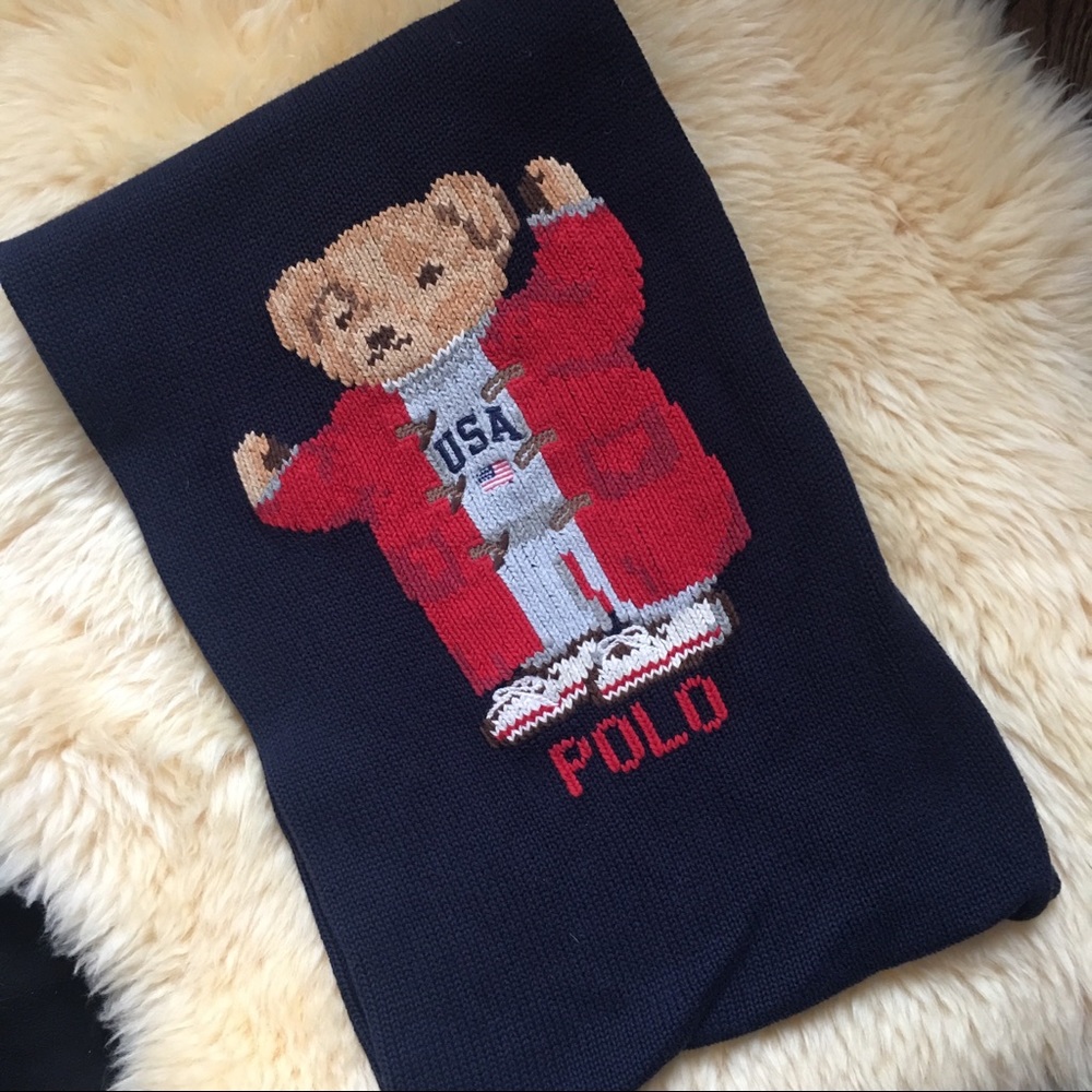 Very RARE vintage Polo Ralph Lauren Bear Scarf🧣